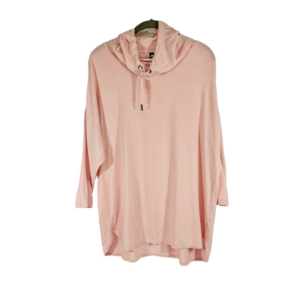 Avia Womens Lightweight Pink Hoodie Tunic S (4-6) Relaxed Fit 3/4 Sleeve